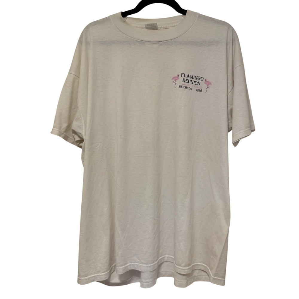 Vintage Flamingo Reunion Bermuda 1998 Graphic Tee Fruit of the Loom BEST XL